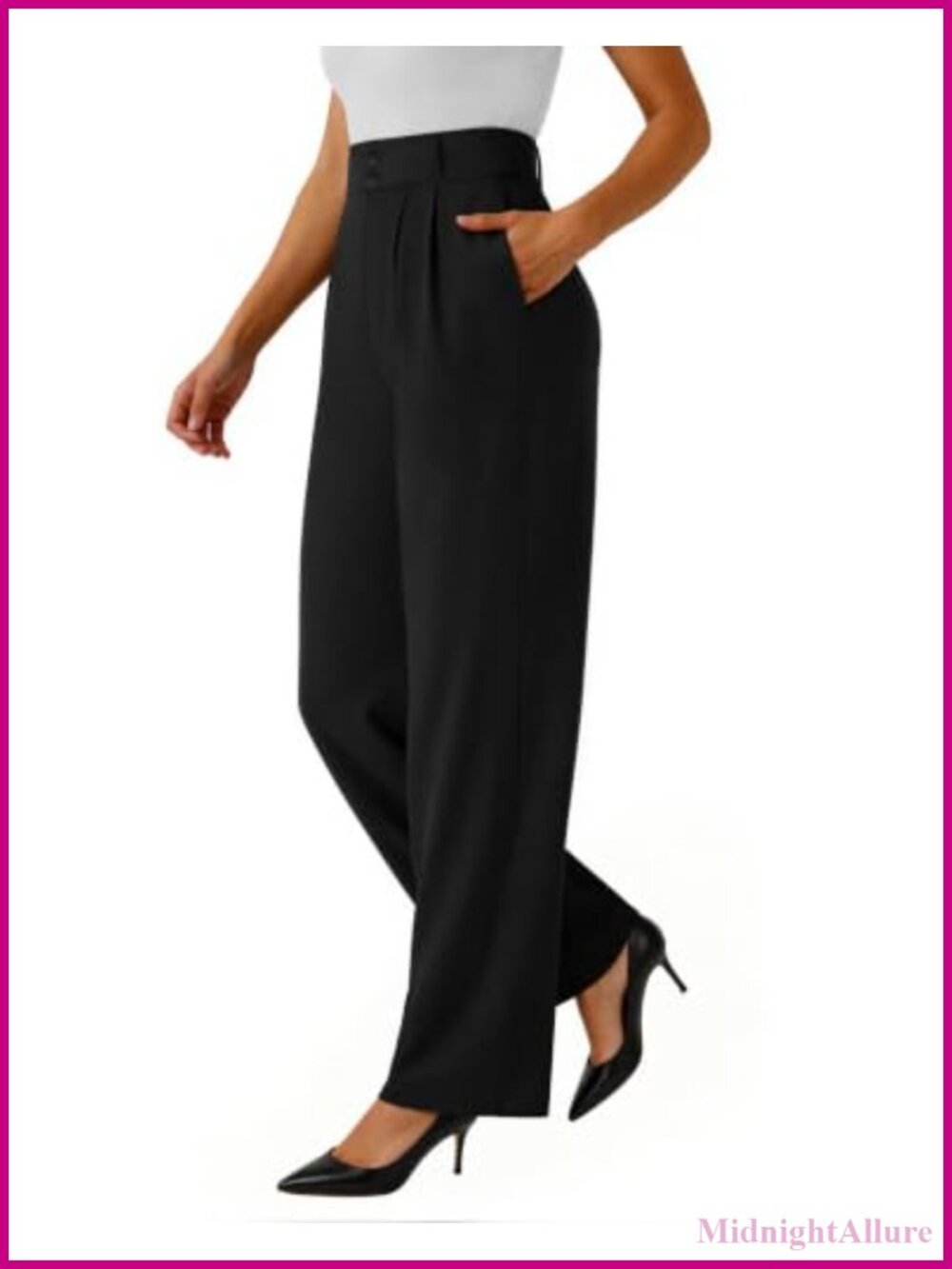 Womens Wide Leg Dress Pants Stretchy High Waisted Work Trousers